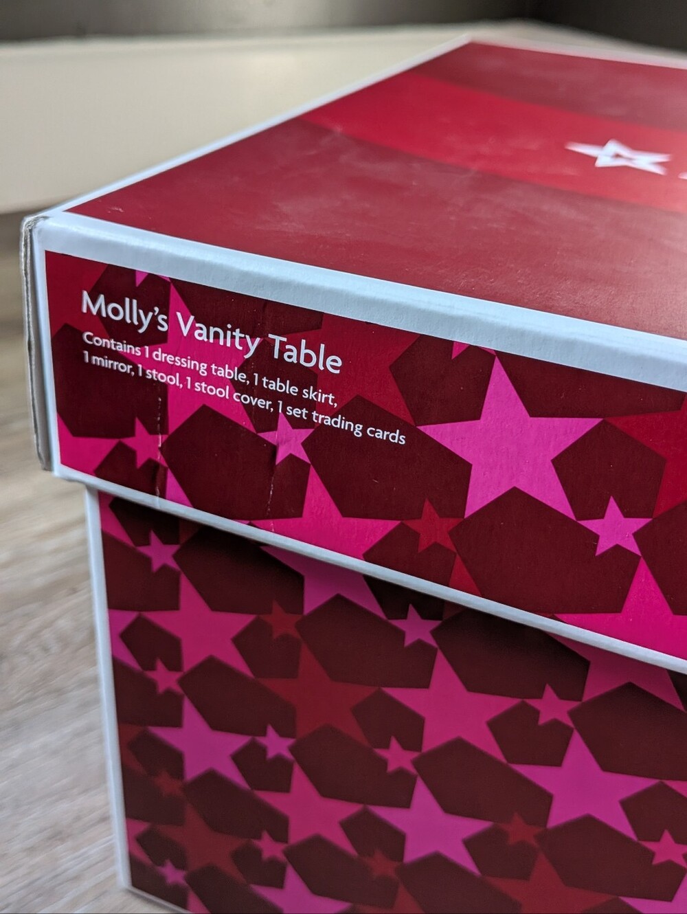 American Girl Molly's Vanity Table Pink and Cream Floral Vanity Set with Mirror - Picture 13 of 14